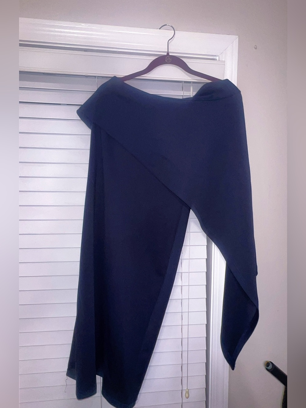 Source Unknown Asymmetrical Navy Blue Draped Skirt